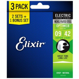 Elixir 16550 OPTIWEB SUPER LIGHT 3-PACK - (9-11-16-24-32-42) Струны