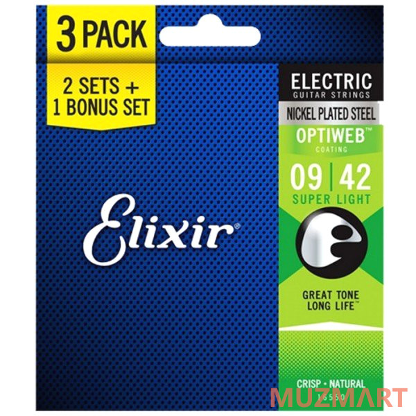Elixir 16550 OPTIWEB SUPER LIGHT 3-PACK - (9-11-16-24-32-42) Струны
