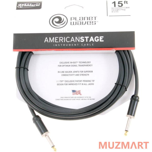 Planet Waves PW-AMSG-15 Инструментальный кабель Jack-Jack, 4,57 м
