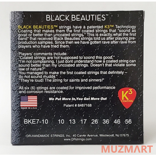 DR BKE7-10 BLACK BEAUTIES Струны для 7-струнной электрогитары