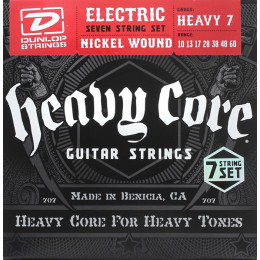 Dunlop DHCN1060-7 Heavy Core Комплект струн для 7-струнной электрогитары 10-60