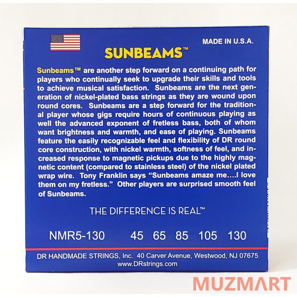 DR NMR5-130 SUNBEAM Струны для 5-струнной бас-гитары