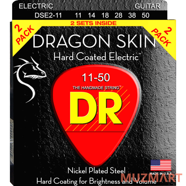 DR DSE-2/11 DRAGON SKIN Струны для электрогитары, 2 комплекта
