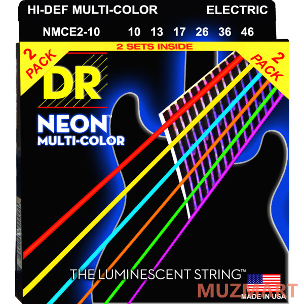 DR NMCE-2/10 HIGH-DEF NEON Струны для электрогитары, 2 комплекта