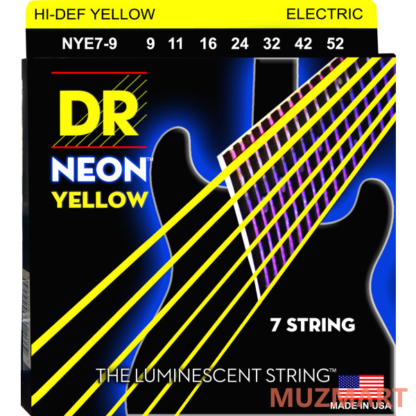 DR NYE7-9 HI-DEF NEON Струны для 7-струнной электрогитары 9-52