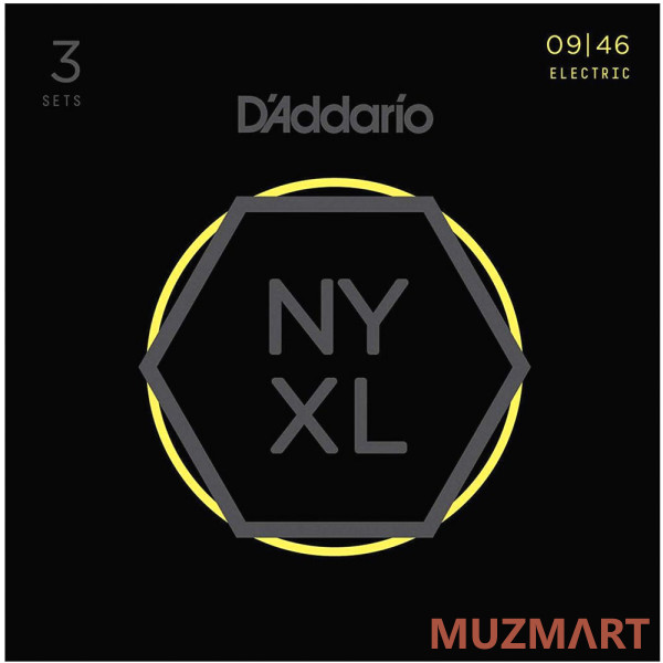 D'Addario NYXL0946-3P Cтруны для электрогитары, никелированные, Regular Light, 09-46, 3 комплекта