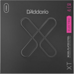 D'Addario XTE0942-3P XT Струны для электрогитары, никелированные, 9-42, с покрытием, 3 комплекта
