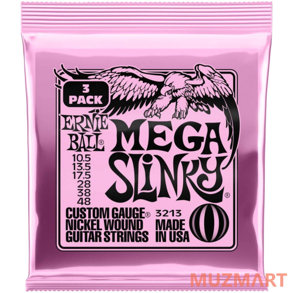 Ernie Ball 3213 Nickel Slinky Mega 3 Pack 10.5-48 Струны для электрогитары, 3 комплекта