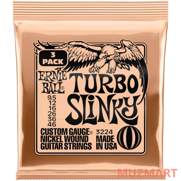 Ernie Ball 3224 Nickel Slinky Turbo 3 Pack 9.5-46 Струны для электрогитары, 3 комплекта