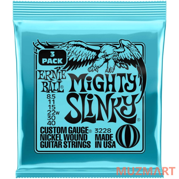 Ernie Ball 3228 Nickel Slinky Mighty 3 Pack 8.5-40 Струны для электрогитары, 3 комплекта