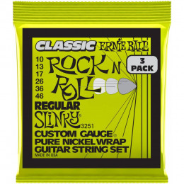 Ernie Ball 3251 Pure Classic RnR Slinky Regular 3 Pack 10-46 Струны для электрогитары, 3 комплекта