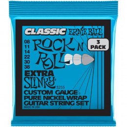 Ernie Ball 3255 Pure Classic RnR Slinky Extra 3 Pack 8-38 Струны для электрогитары, 3 комплекта