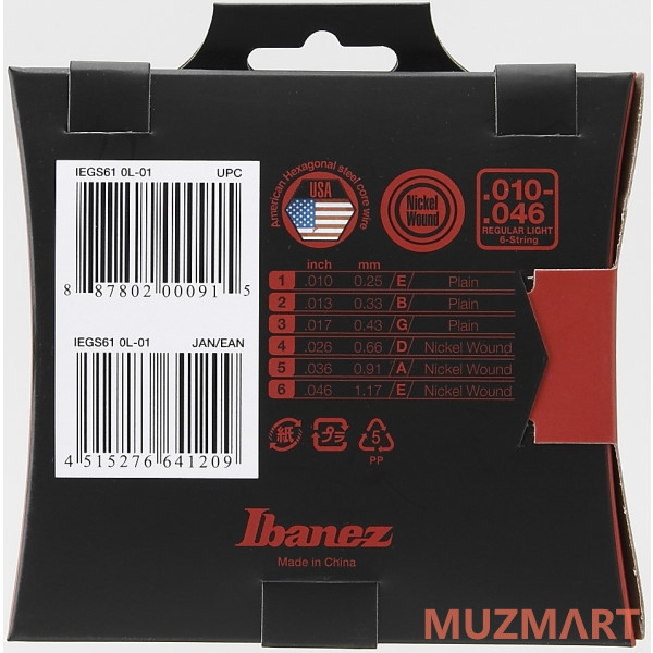 Ibanez IEGS61 Струны для электрогитары