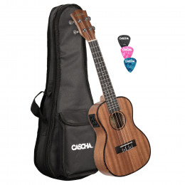 Cascha HH-2035E Mahogany Series Укулеле концертный со звукоснимателем, с чехлом, цвет натуральный