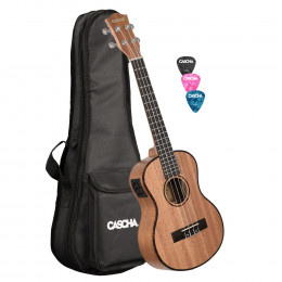 Cascha HH-2048E Mahogany Series Укулеле тенор со звукоснимателем, с чехлом, цвет натуральный