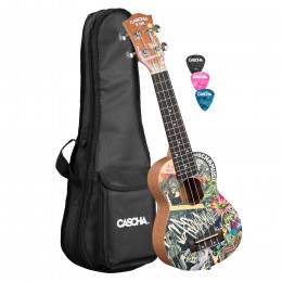 Cascha HH-2600 Art Series Укулеле сопрано, с чехлом