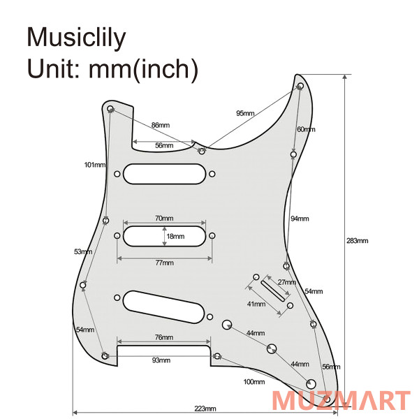 Musiclily MX1388CM Защитная накладка гитары Fender Stratocaster SSS, 3 слоя, кремовая