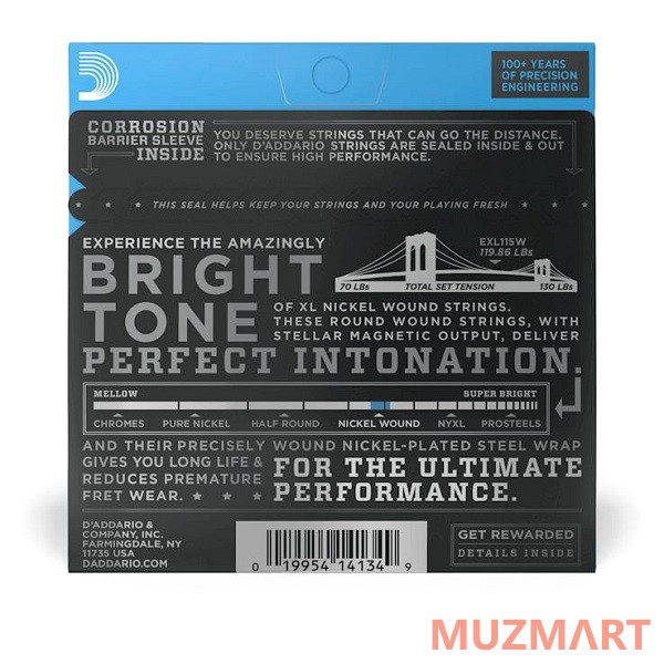 D'Addario EXL115W Струны для электрогитары 11-49