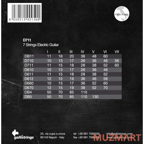 Galli Strings D711 струны для 7 струнной гитары