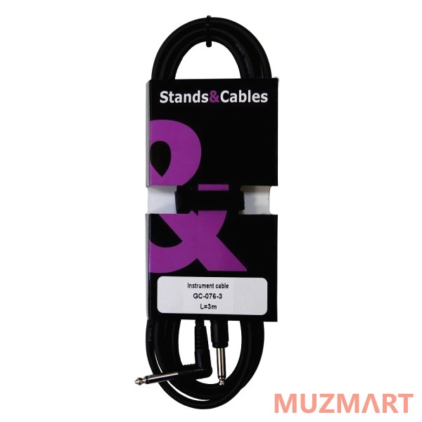 Stands&Cables GC-076-3 Кабель инструментальный Jack-Jack угловой, 3м