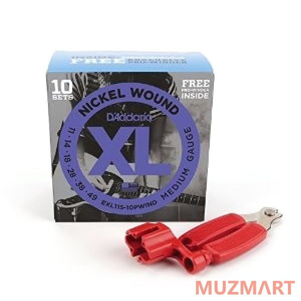 D'Addario EXL115-10PWIND Струны для электрогитары (набор из 10-ти комплектов) + вертушка для струн в подарок!