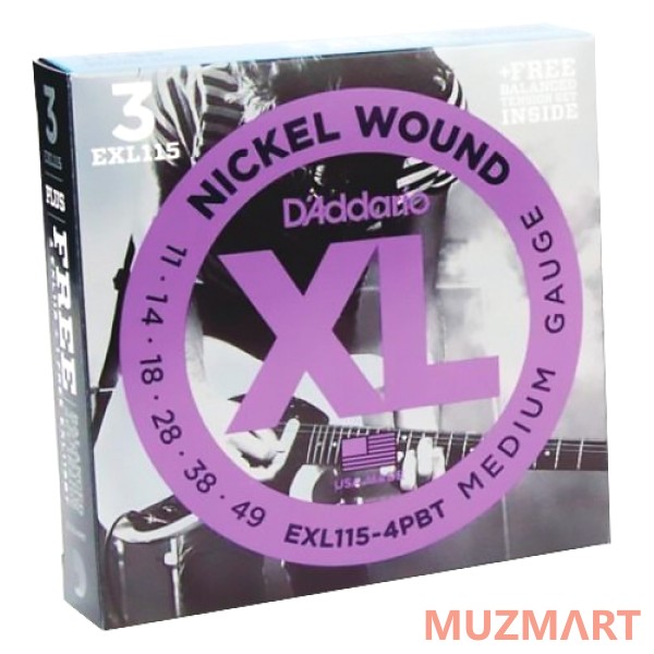 D'Addario EXL115-4BT Струны для электрогитары + EXL115BT в подарок!