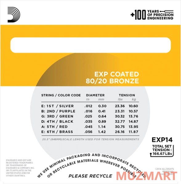 D'Addario EXP14 Струны для акустической гитары