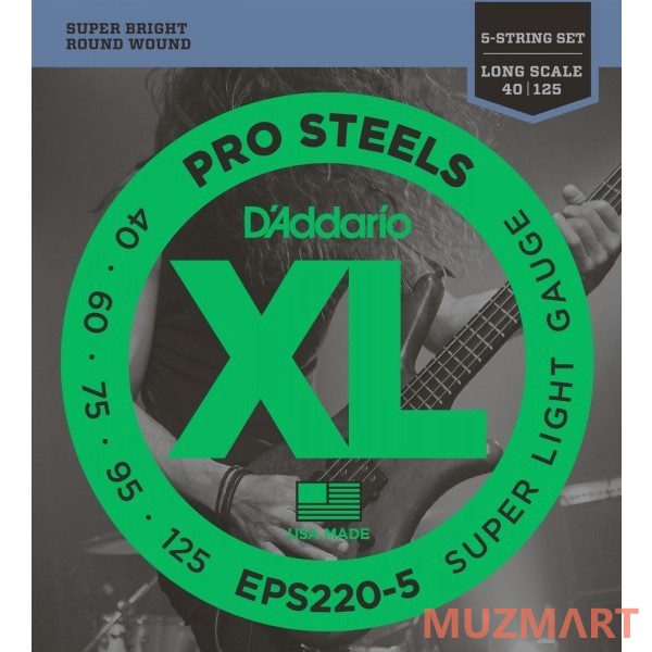 D'Addario EPS220-5 Струны для 5-ти струнной бас гитары, 40-125