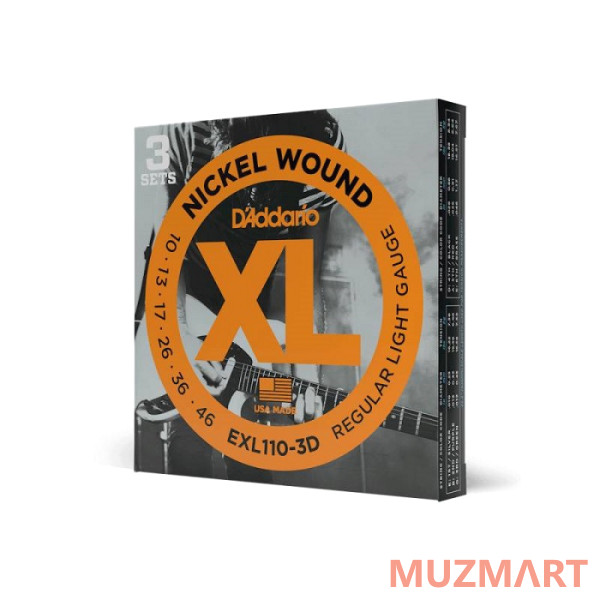 D'Addario EXL110-3D 3-PACK Струны для электрогитары, 3 комплекта