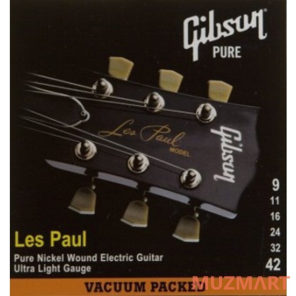 Gibson SEG-LP9 LES PAUL PURE NICKEL WOUND .009-042 Струны для электрогитары