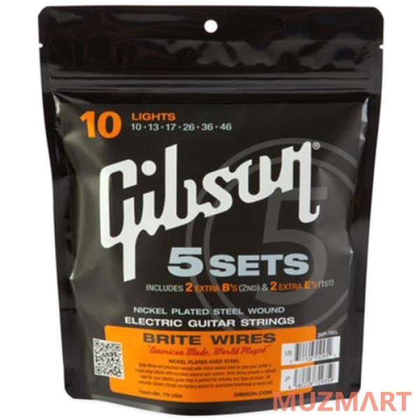 Gibson SVP-700L BRITE WIRES ELECT SET/5 .10-.046 Струны для электрогитары (набор из 5-ти комплектов)