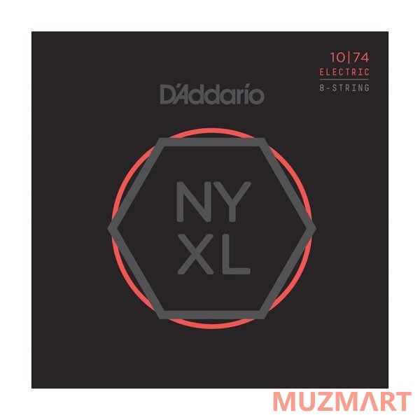 D'Addario NYXL1074 Струны для 8-струнной электрогитары, 10-74