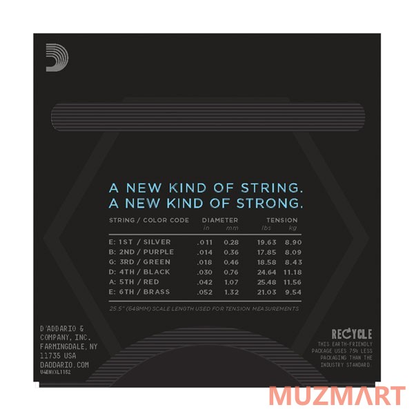 D'Addario NYXL1152 Medium Top/Heavy Bottom Струны для электрогитары, 11-52
