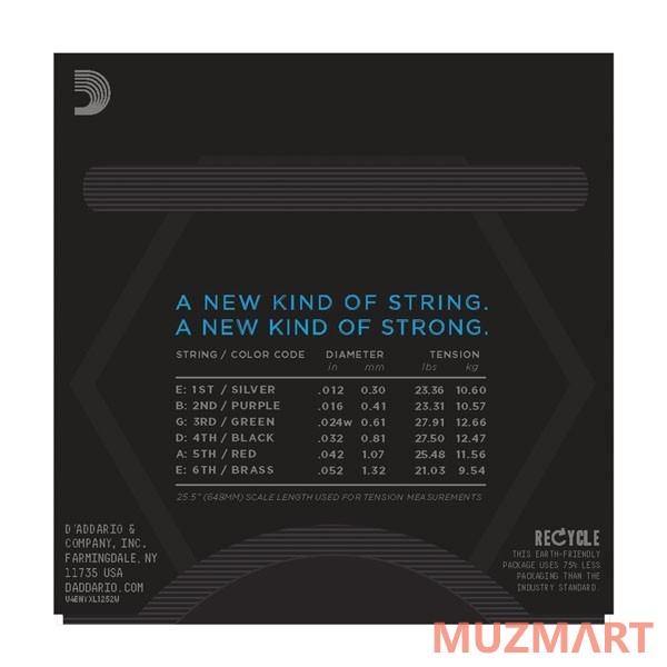 D'Addario NYXL1252W Струны для электрогитары, 12-52