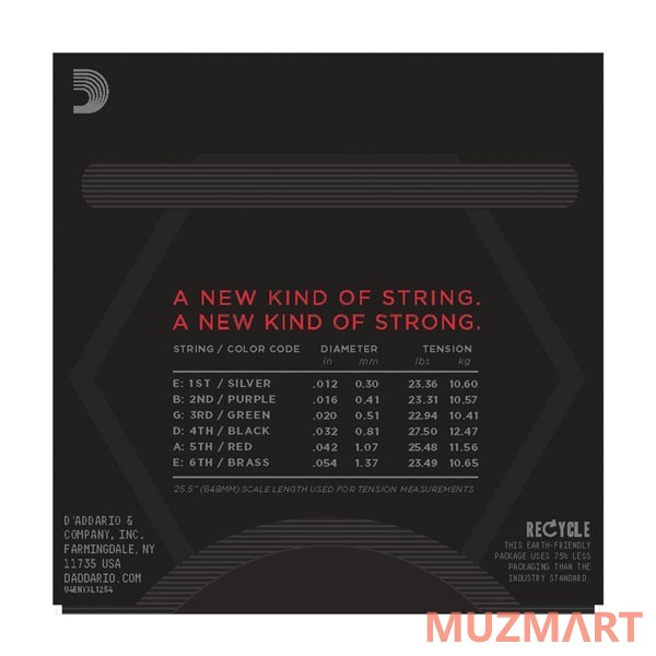 D'Addario NYXL1254 Heavy Струны для электрогитары, 12-54