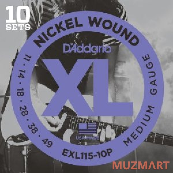D'Addario EXL115-10P Струны для электрогитары (набор из 10 комплектов)