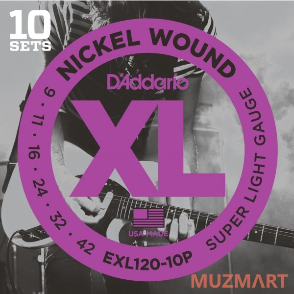D'Addario EXL120-10P Струны для электрогитары (Набор из 10 комплектов )