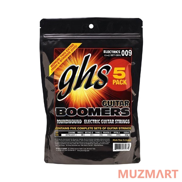 GHS GBXL5 Pack Струны для электрогитары, комплект из 5 пачек