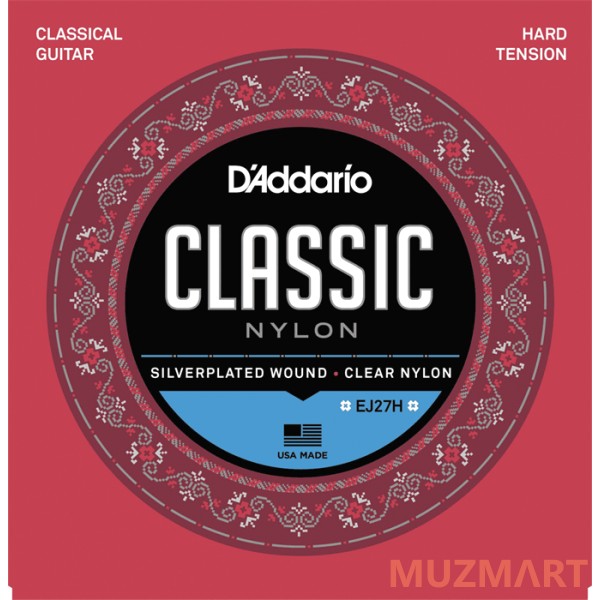 D'Addario EJ-27H Hard Струны для классической гитары, посеребренная медь