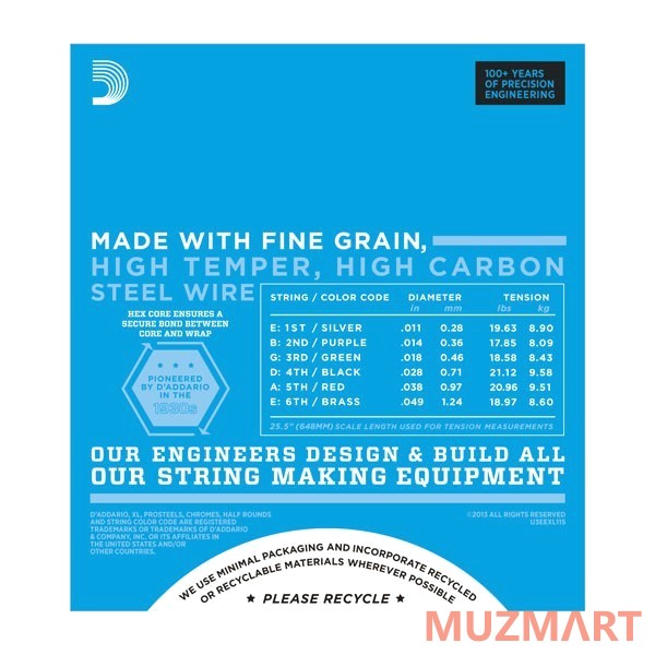 D'Addario EXL115 Струны для электрогитары 11-49