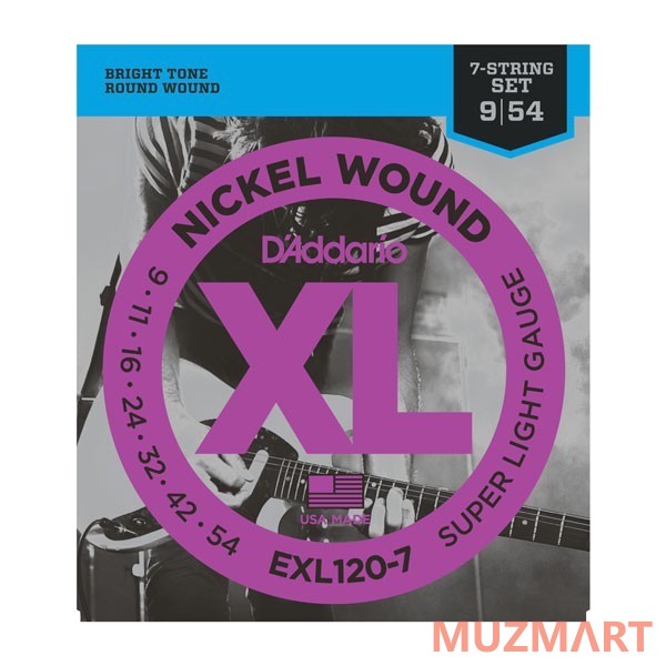 D'Addario EXL120-7 Струны для 7-струнной электрогитары 9-54