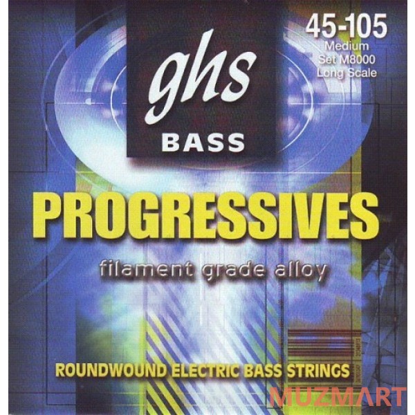 GHS M8000 Medium Струны для 4-х струнной бас гитары