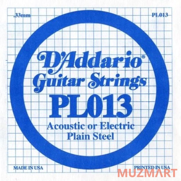 D'Addario PL013 Одиночная струна для акустической и электрогитары